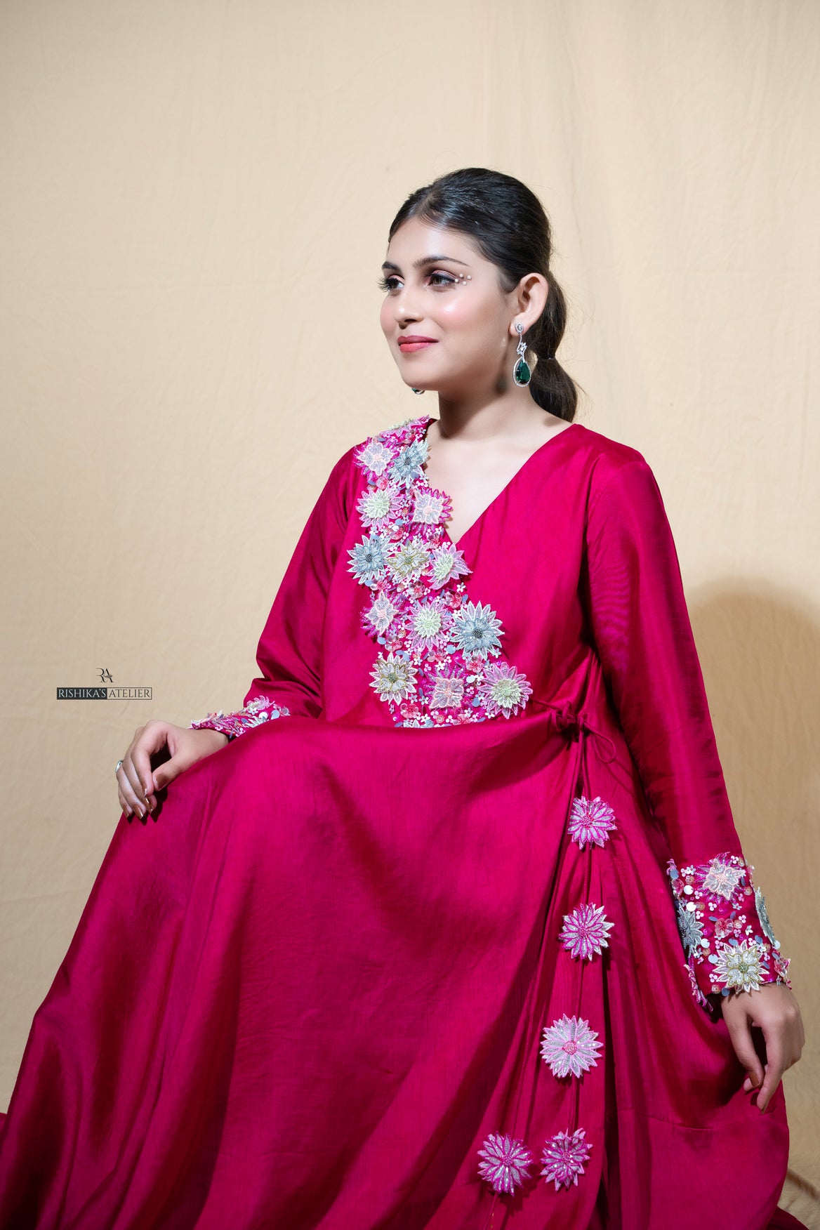 Pink emroidered Anarkali