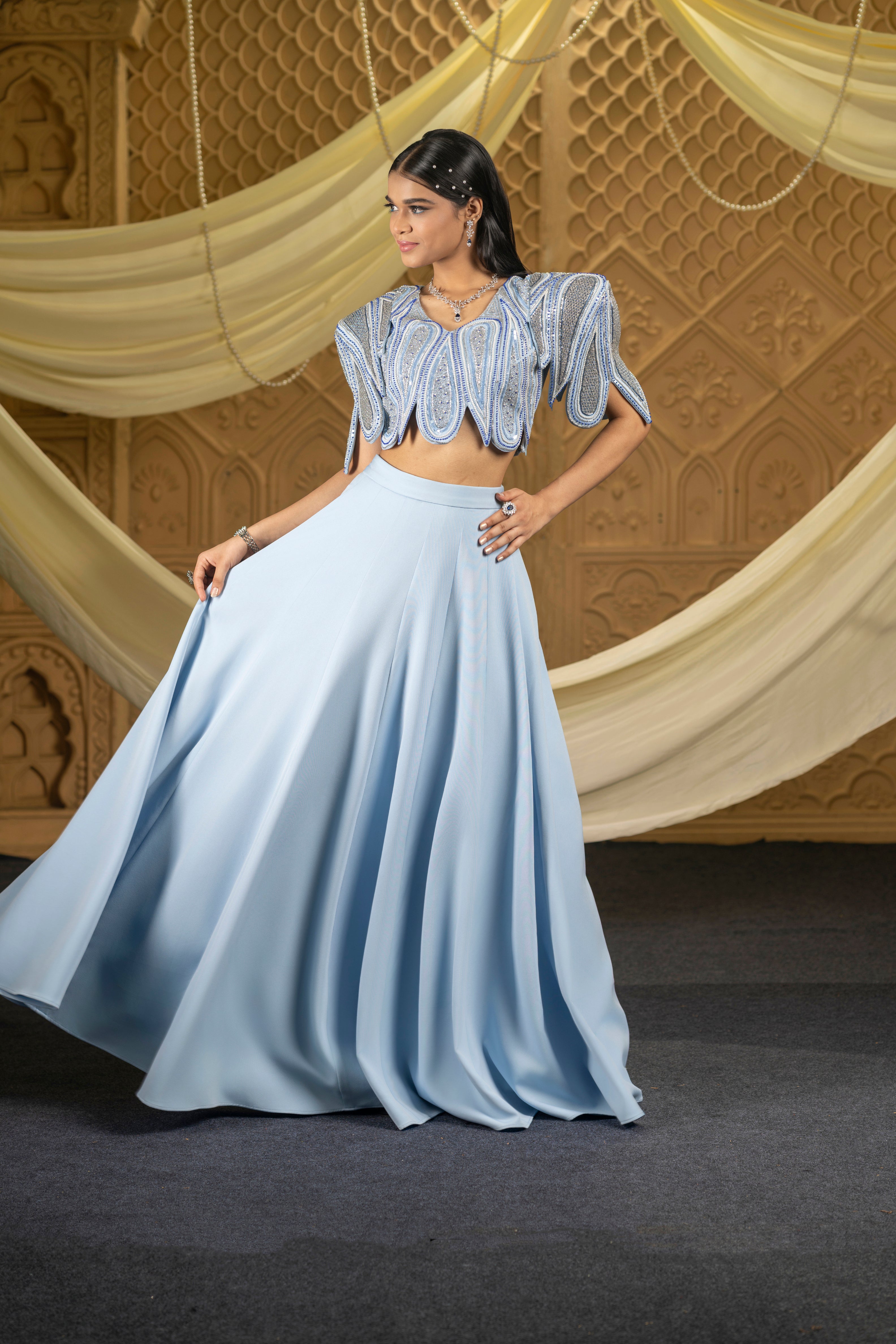 Scalloped Jacket Lehenga Set