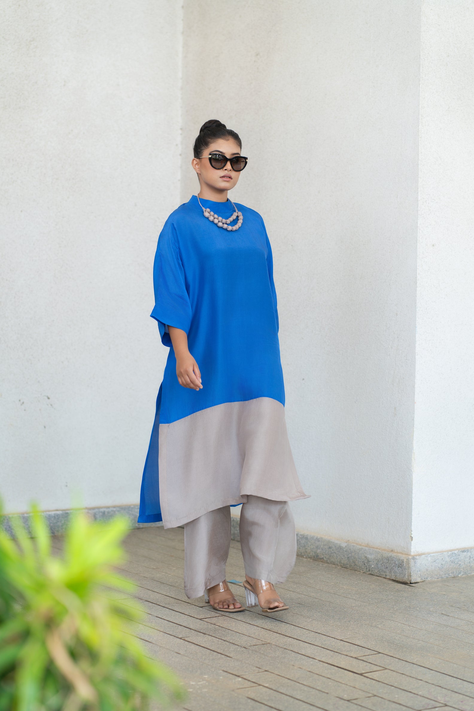Dual colour straight kurta set