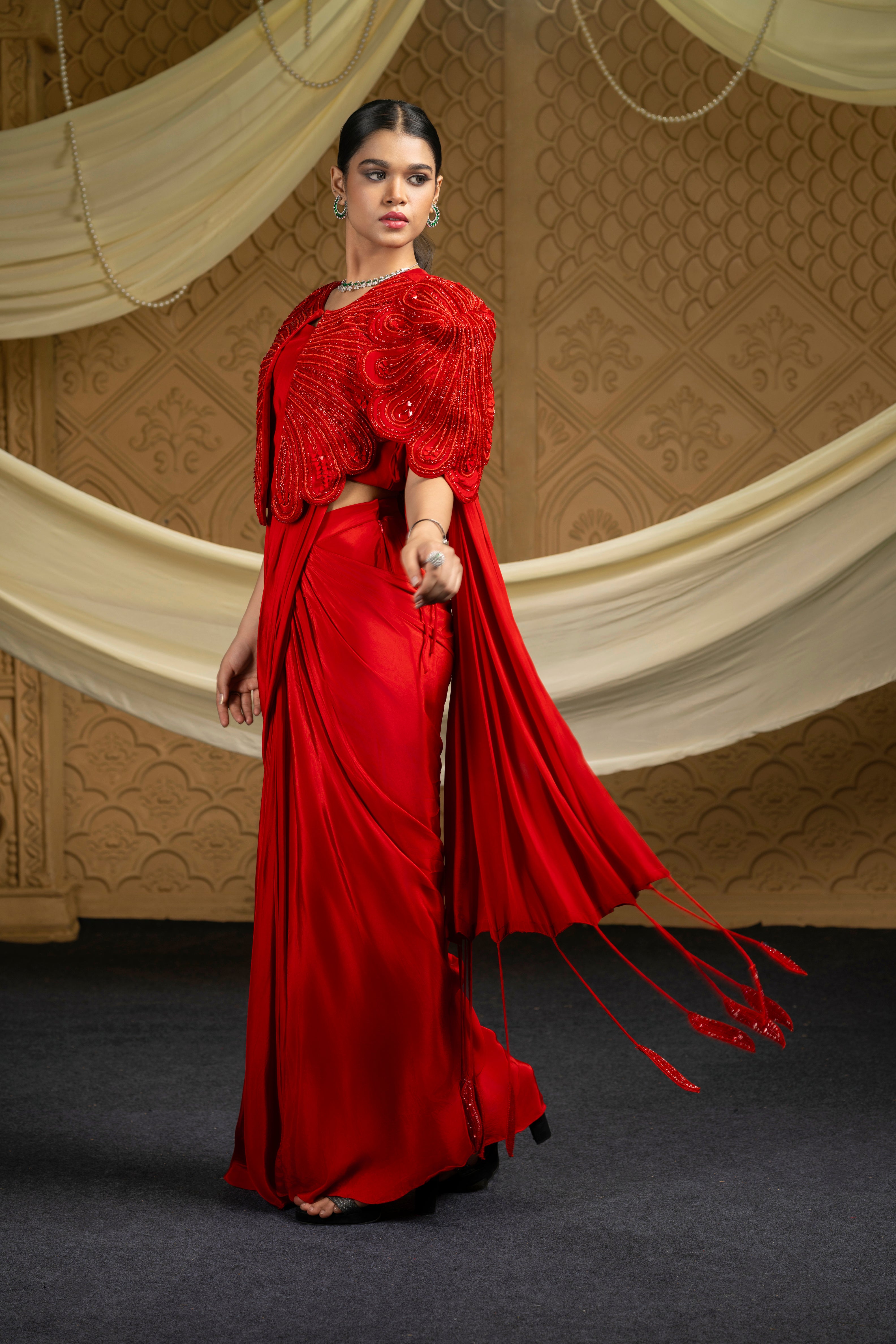 Regalia embroidered jacket with saree set