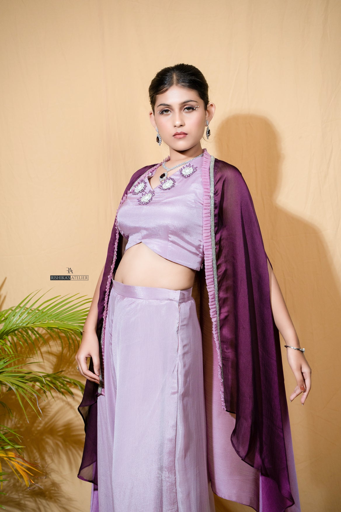 Purple indo western cape set