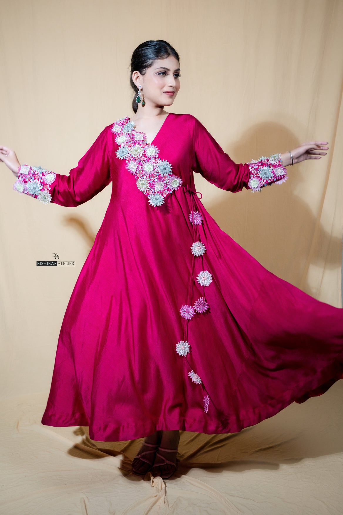 Pink emroidered Anarkali