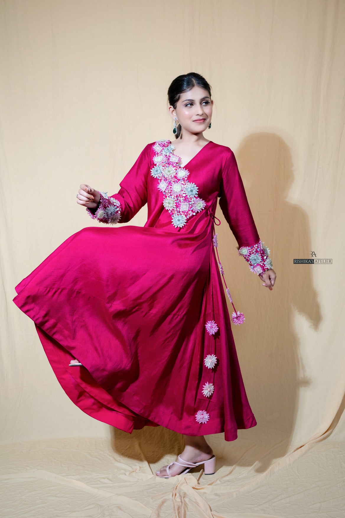 Pink emroidered Anarkali
