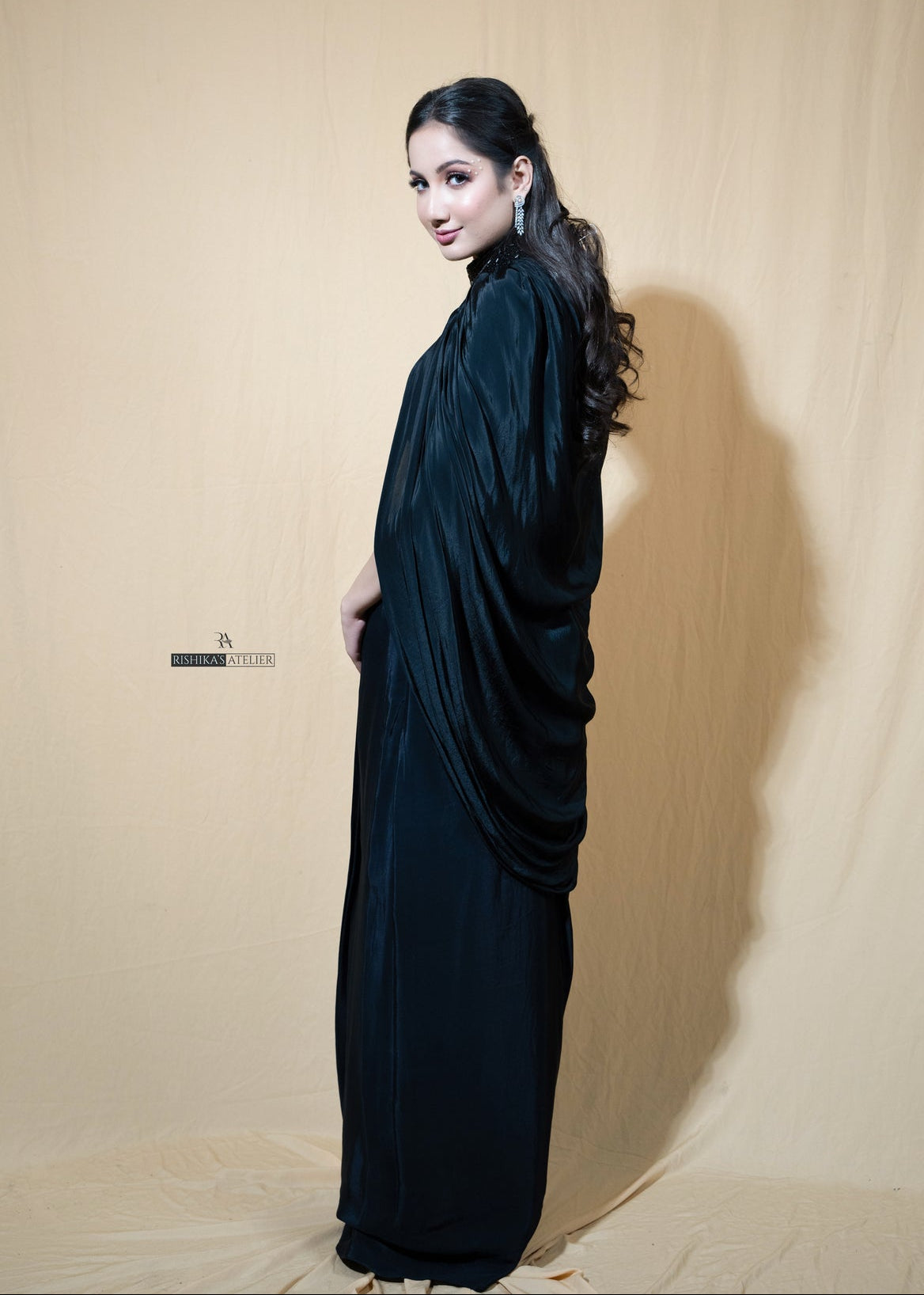 Drape skirt with cape set