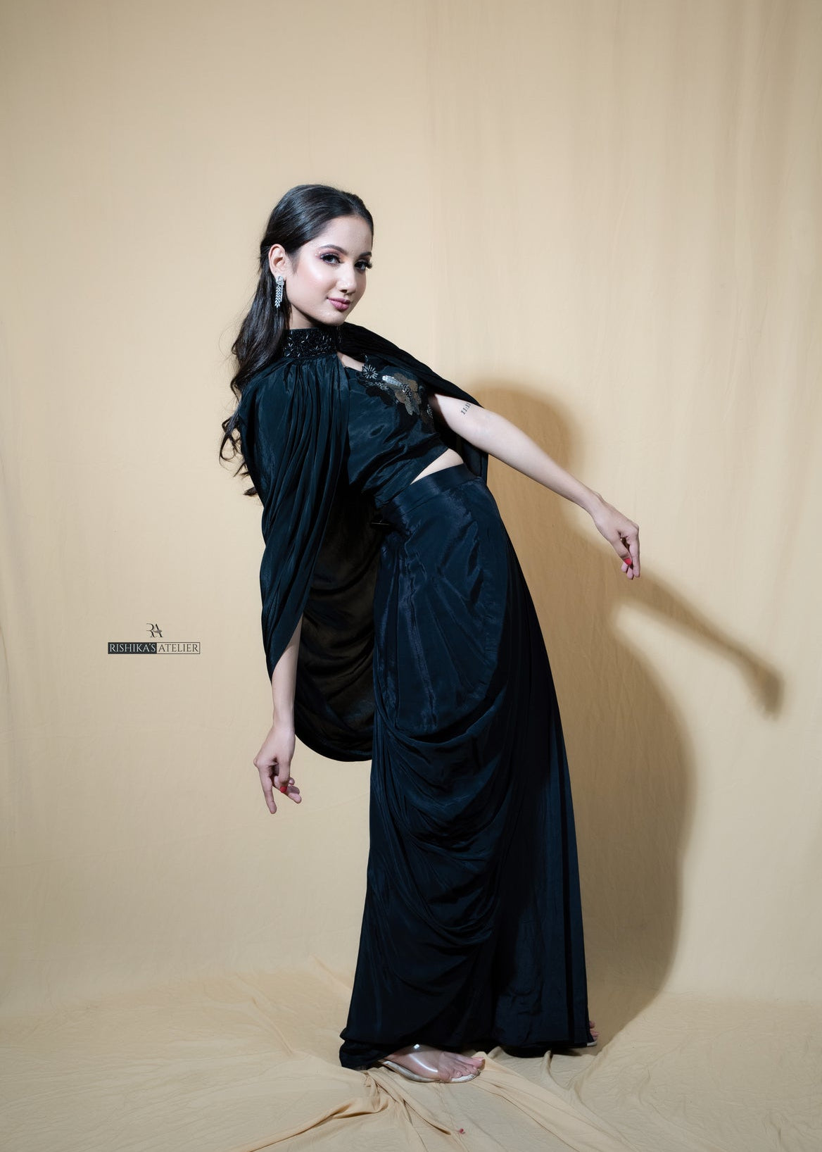 Drape skirt with cape set