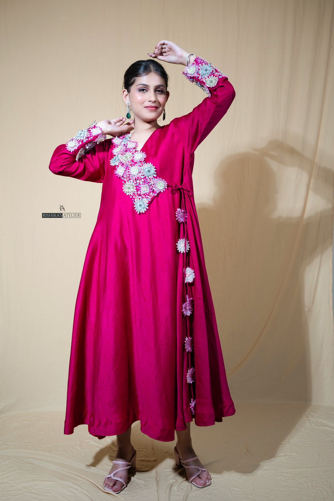 Pink emroidered Anarkali