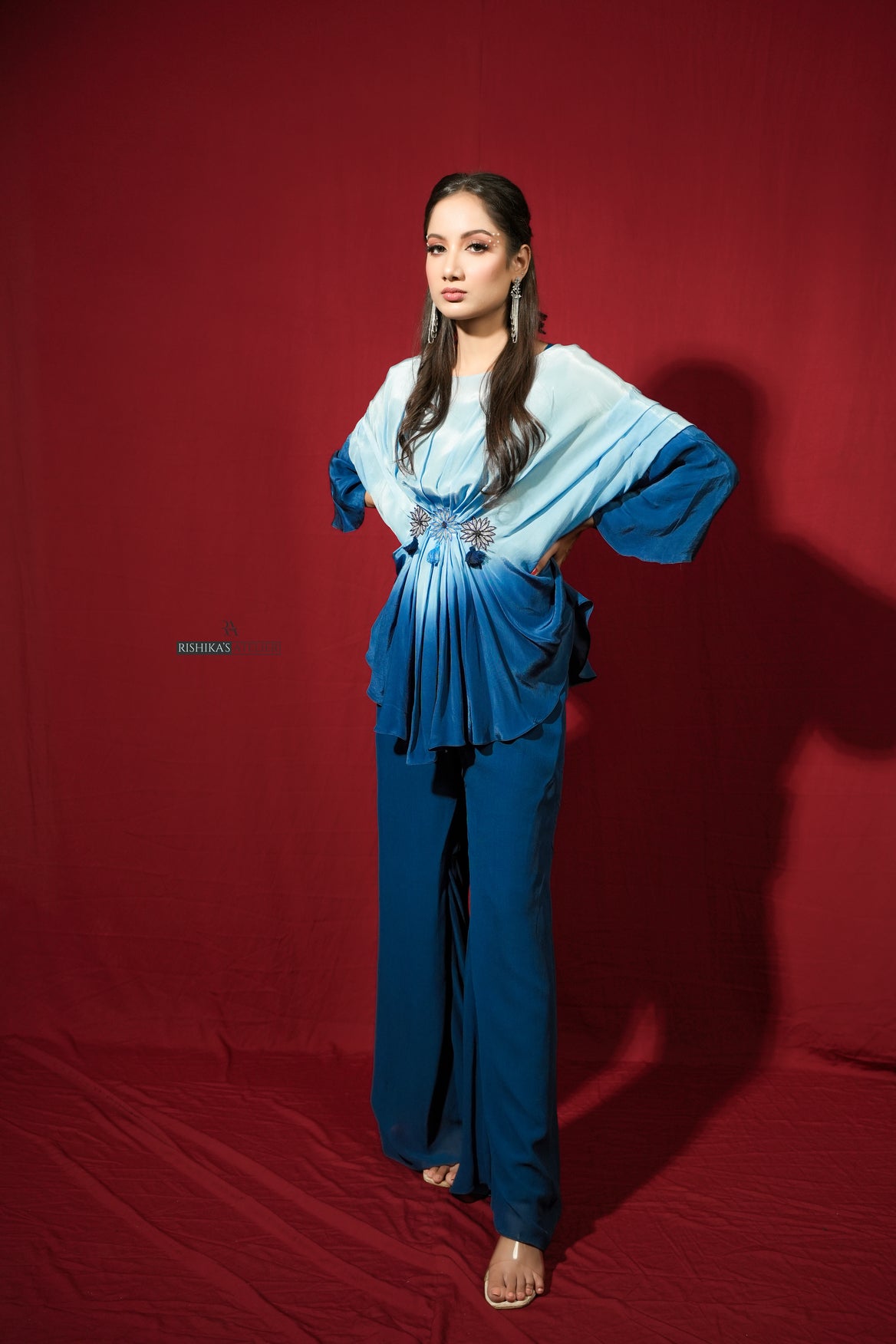 Blue ombre kaftan set