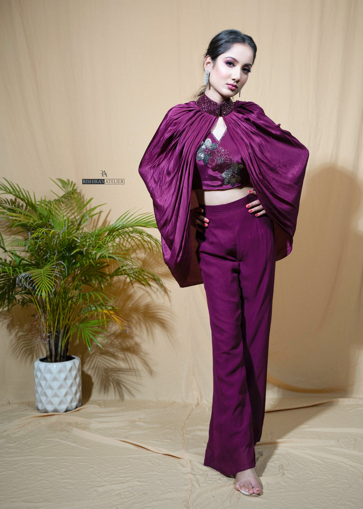 Drape skirt with cape set