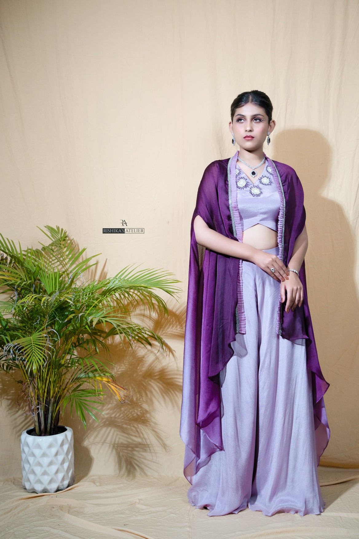 Purple indo western cape set