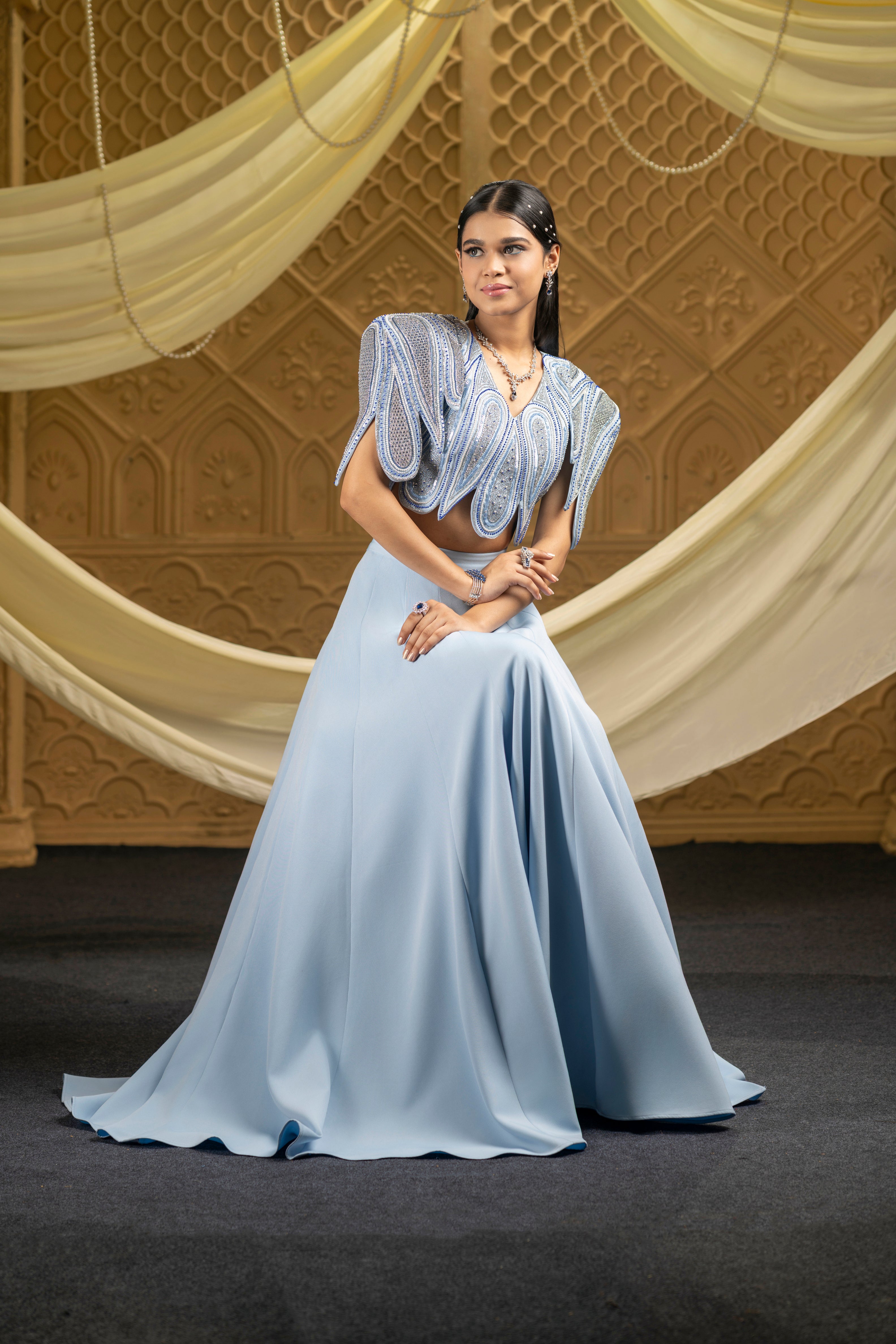 Scalloped Jacket Lehenga Set