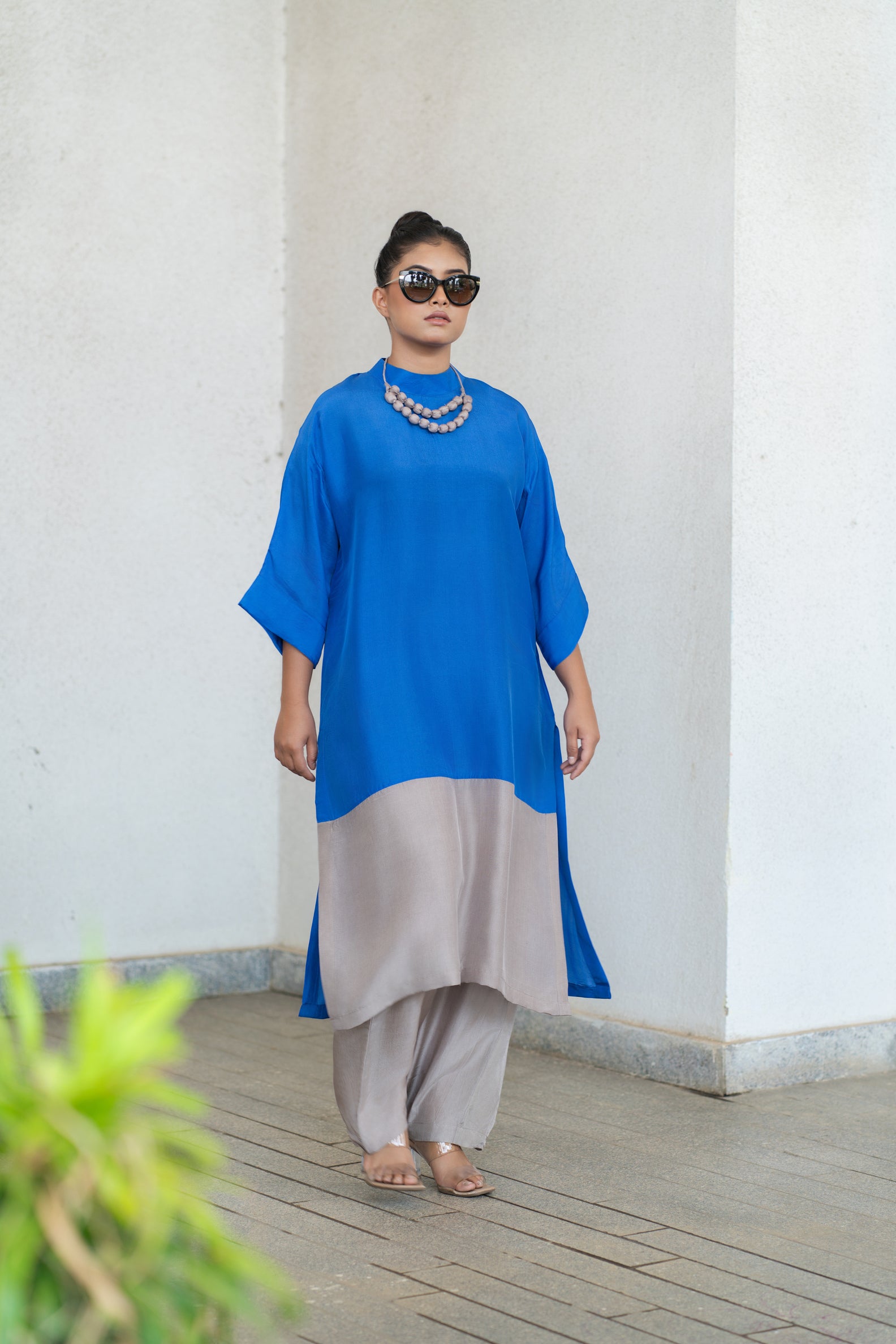 Dual colour straight kurta set