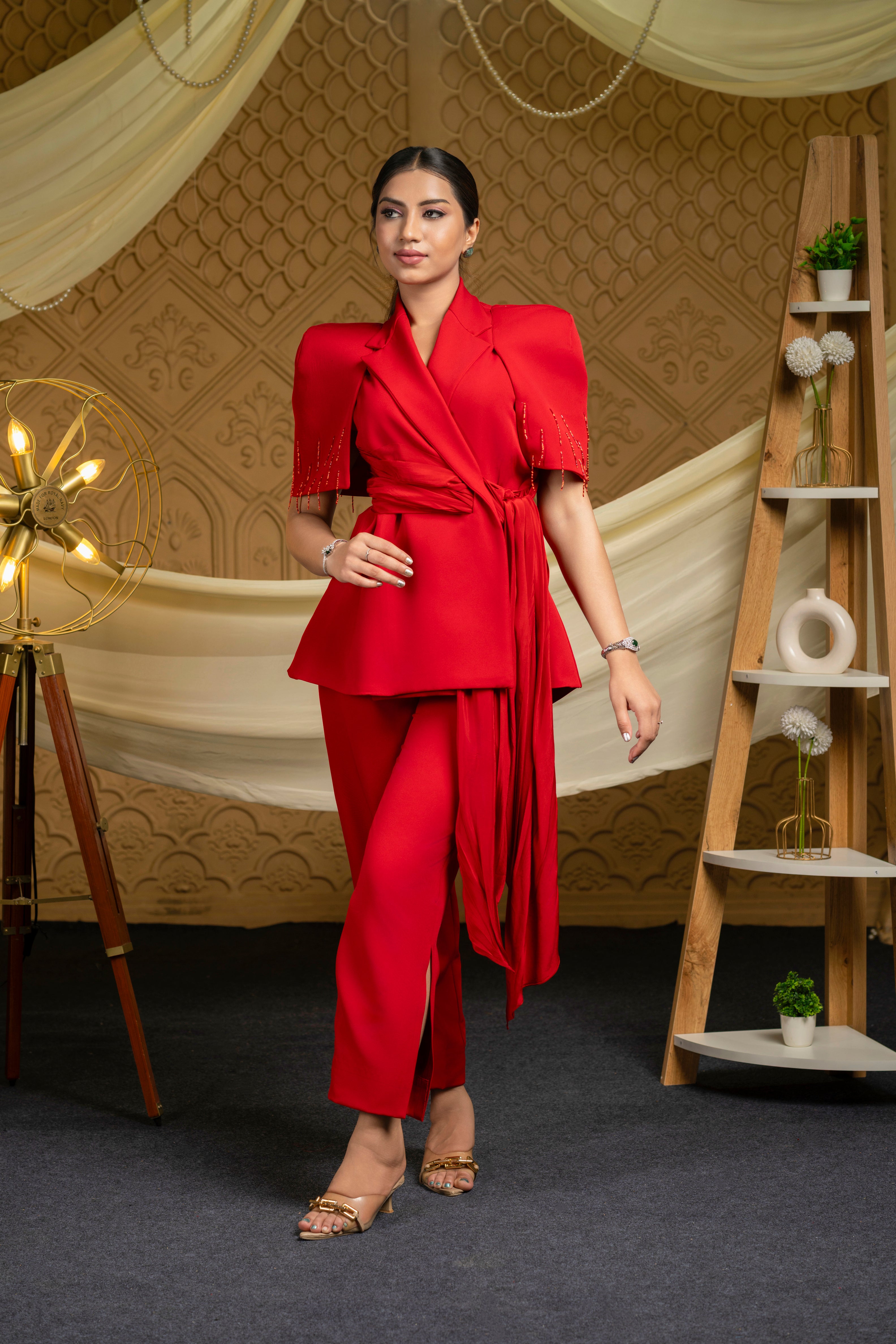 Structured Shoulder Wrap Co-ord Set