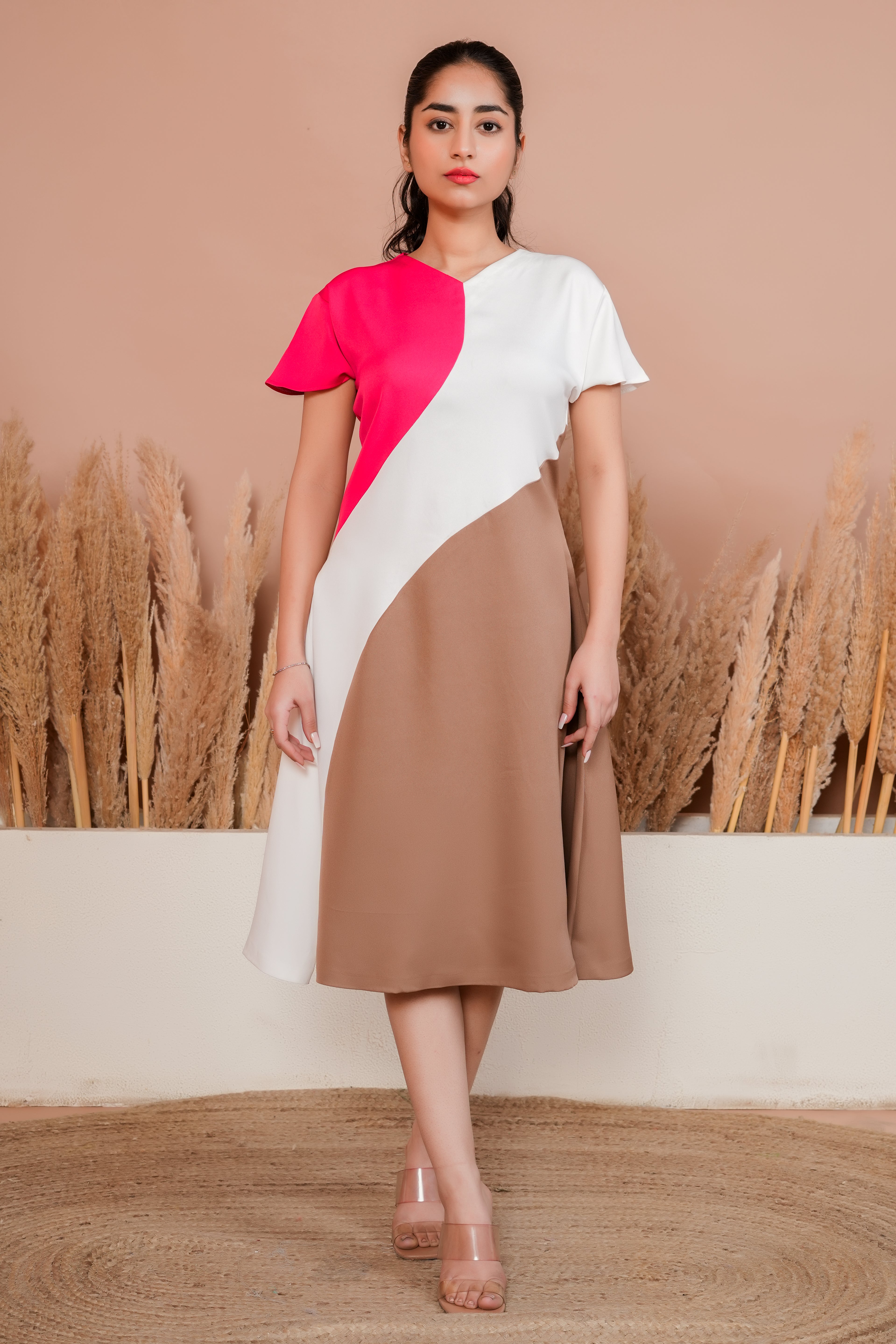 Tri colour A line dress