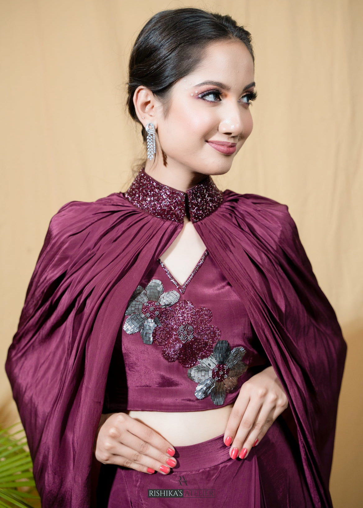 Drape skirt with cape set