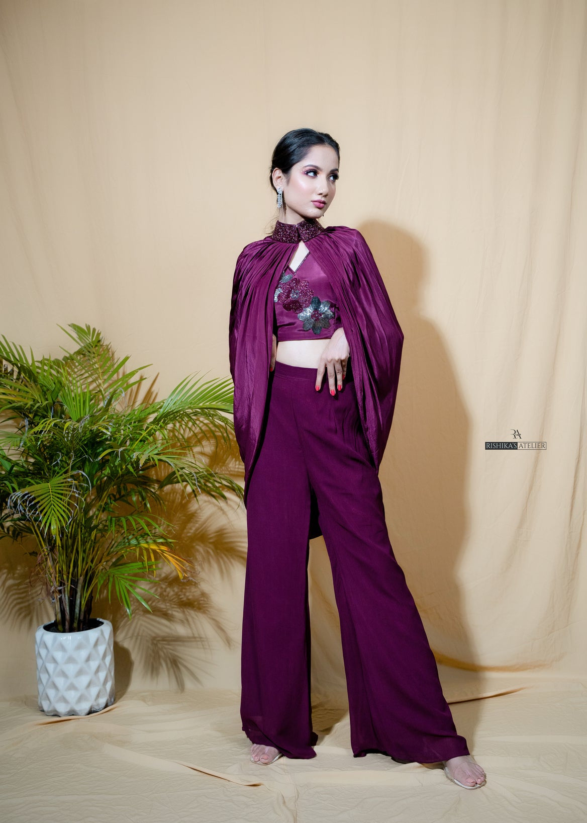 Drape skirt with cape set