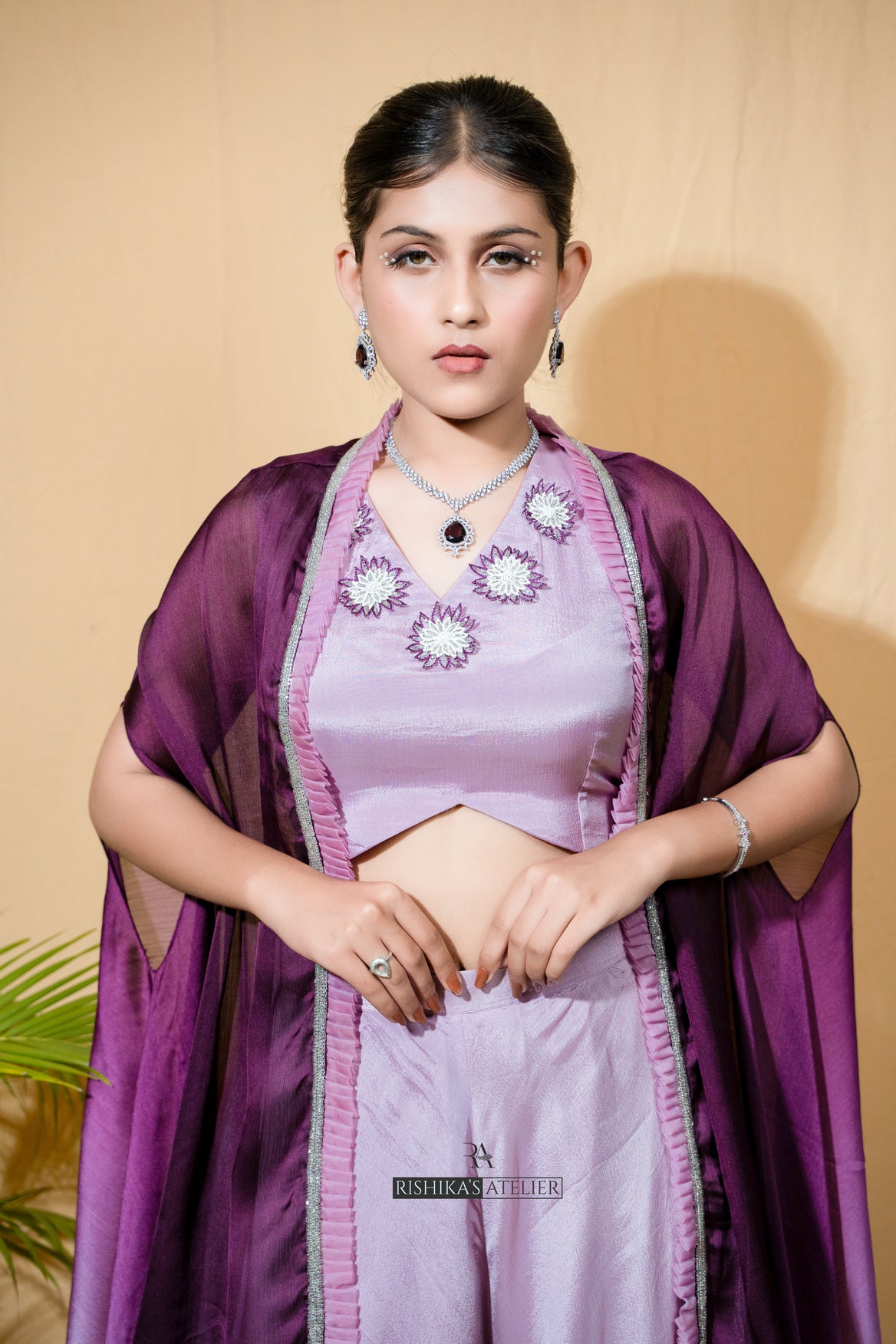 Purple indo western cape set