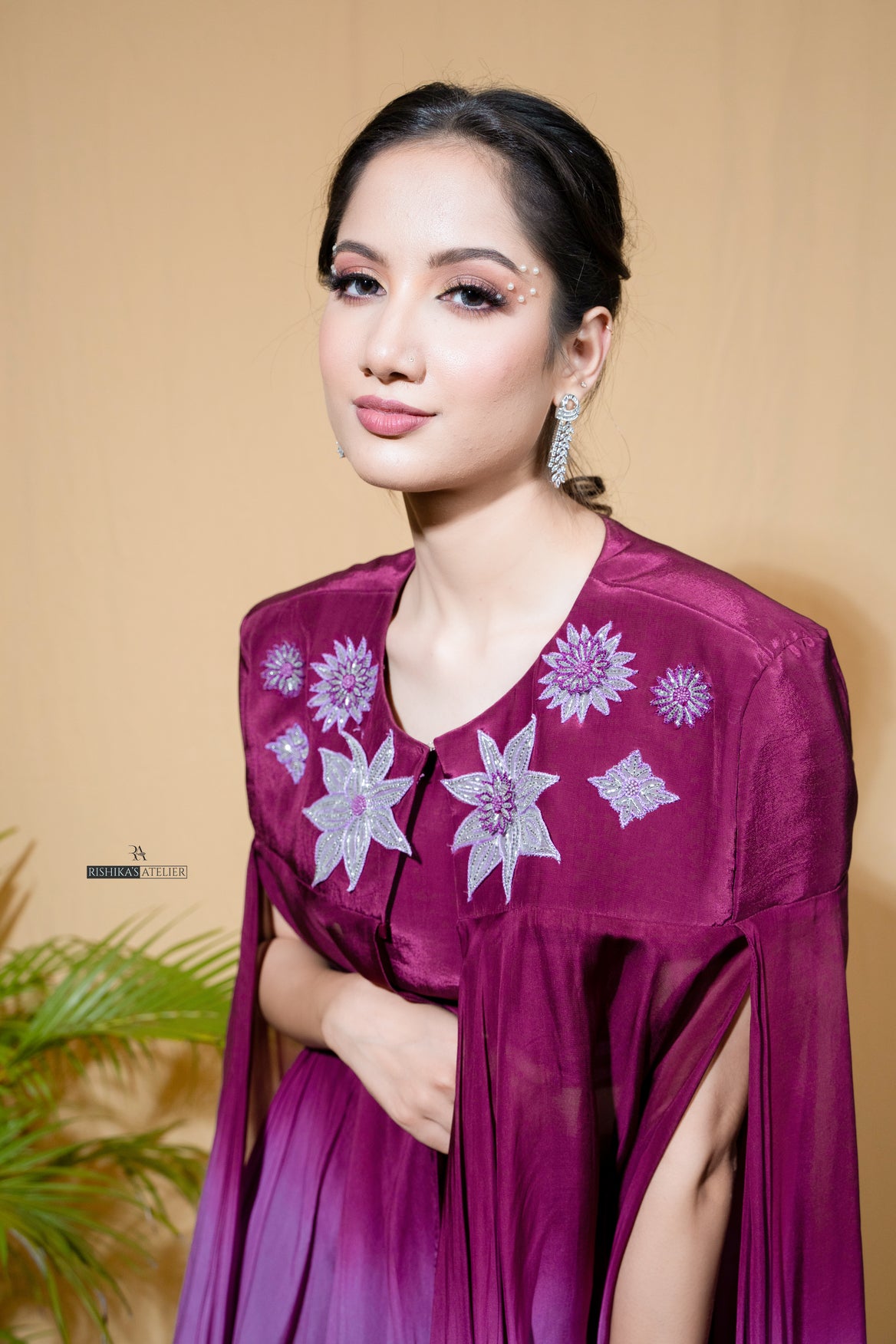 Wine ombre cape set