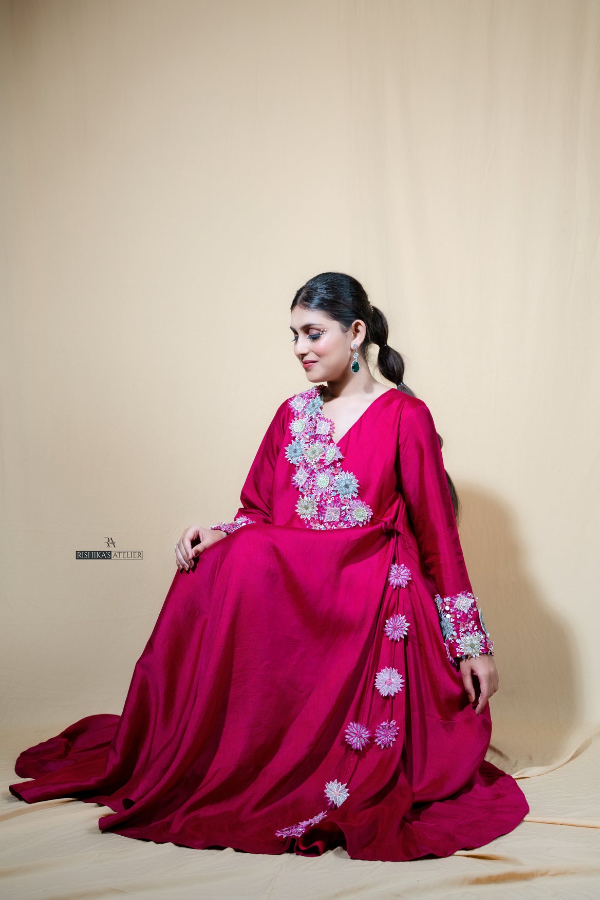 Pink emroidered Anarkali